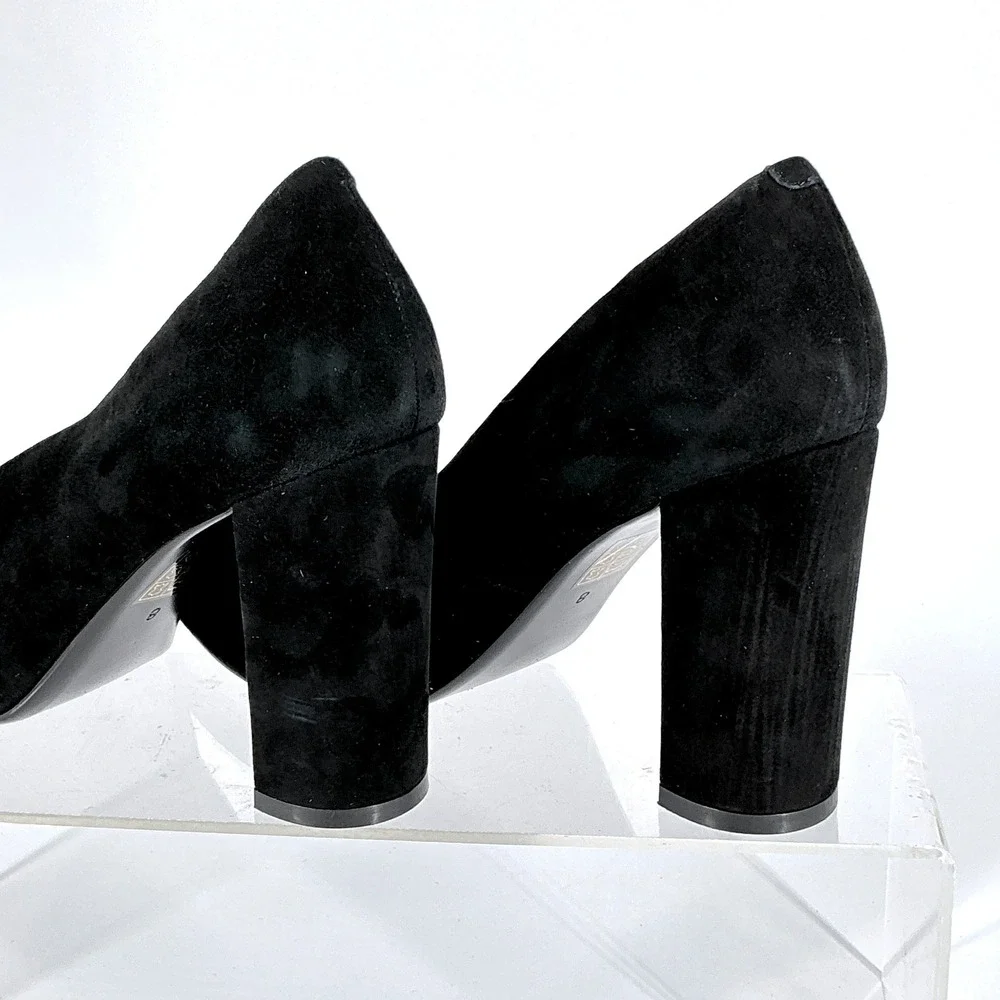 Jeffrey Campbell Size 8 Black Suede Pointed Toe Block Heel Pumps NEW $175